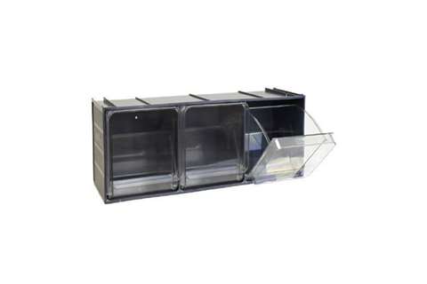 Tilting drawer - 600x200x220 mm 3 spaces - s. crystal box