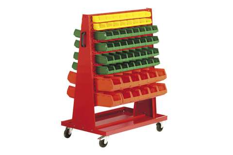 Metal trolley for bins, double sided bins included - 610x1060x1300 mm