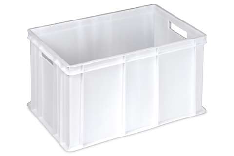 Mobil Plastic - EN stacking bin Food natural 64l - 600x400x320mm - closed walls and base - 2 open handles  Mobil Plastic - EN stacking bin Food natural 64l - 600x400x320mm - closed walls and base - 2 open handles