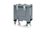 Qubb - Pallet box 250l - 800x600x960mm - closed - 4 wheels, 2 with brake - hinged lid + lock 