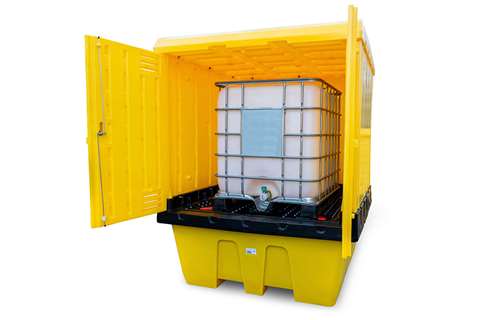 Qubb - Leak tray + overhead cover - 1 IBC cont. - 1260l - 1775x1770x2265mm  Qubb - Leak tray + overhead cover - 1 IBC cont. - 1260l - 1775x1770x2265mm