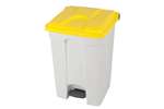 Probbax - Rectangular step-on waste bin 45l white body + coloured lid 600x390x410mm