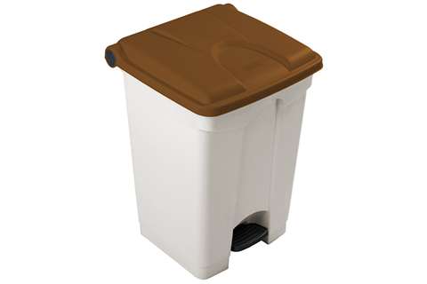 Probbax - Rectangular step-on waste bin 45l - white body + coloured lid 600x390x410mm  Probbax - Rectangular step-on waste bin 45l - white body + coloured lid 600x390x410mm
