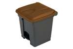 Probbax - Rectangular step-on waste bin 30l grey body+coloured lid 430x390x410mm