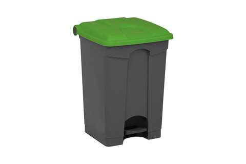 Probbax - Rectangular step-on waste bin 45l - grey body + coloured lid 600x390x410mm  Probbax - Rectangular step-on waste bin 45l - grey body + coloured lid 600x390x410mm