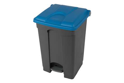Probbax - Rectangular step-on waste bin 45l - grey body + coloured lid 600x390x410mm  Probbax - Rectangular step-on waste bin 45l - grey body + coloured lid 600x390x410mm