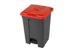 Probbax - Rectangular step-on waste bin 45l grey body + coloured lid 600x390x410mm