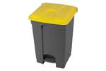 Probbax - Rectangular step-on waste bin 45l grey body + coloured lid 600x390x410mm