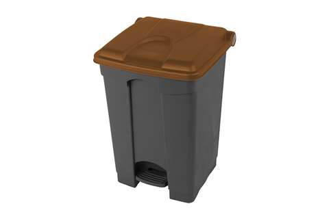 Probbax - Rectangular step-on waste bin 45l - grey body + coloured lid 600x390x410mm  Probbax - Rectangular step-on waste bin 45l - grey body + coloured lid 600x390x410mm