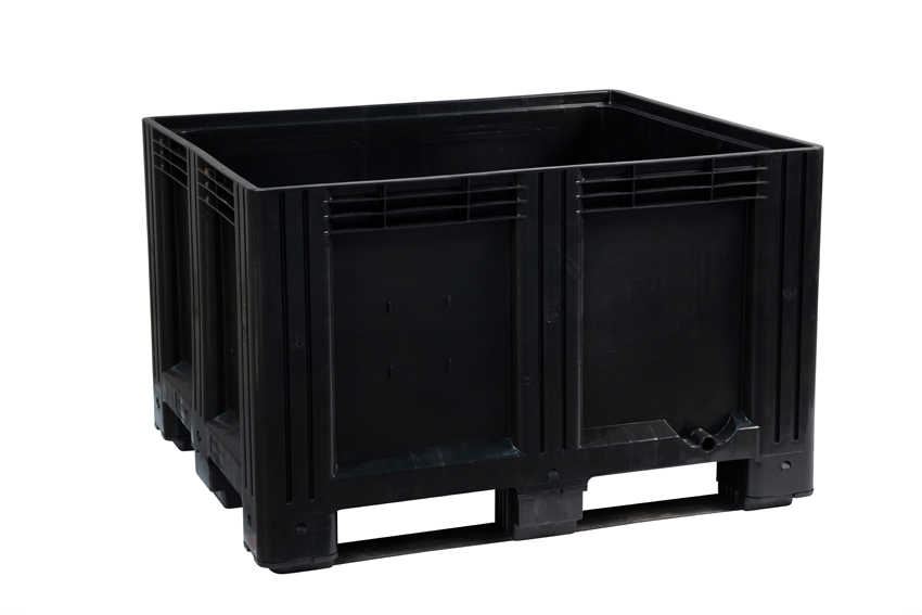 Palettenbox 1200x1000x780mm - Recycled - geschlossen - 3 Kufen - 610 L 