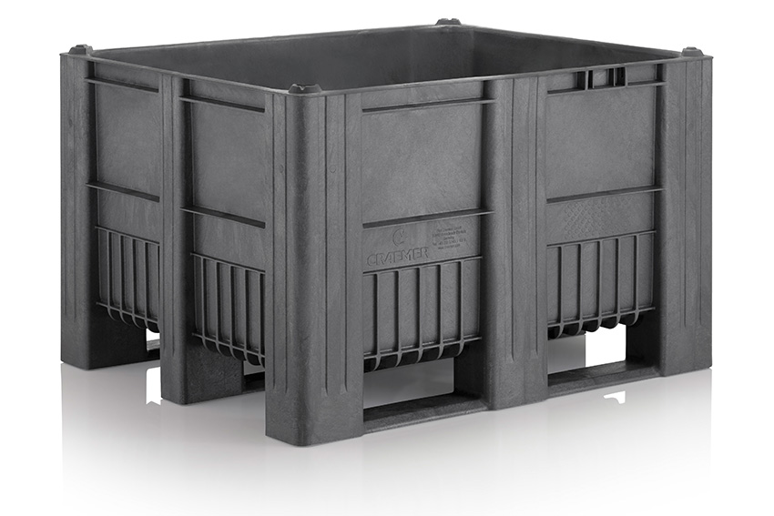 Palletbox Monobloc 470l - 1200x800x740mm - naadloos gesloten - 3 sleeplatten 