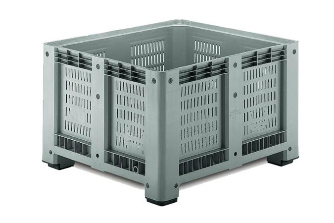 Palettenbox 1200x1000x760mm - perforiert - 4 Füse - 610l 