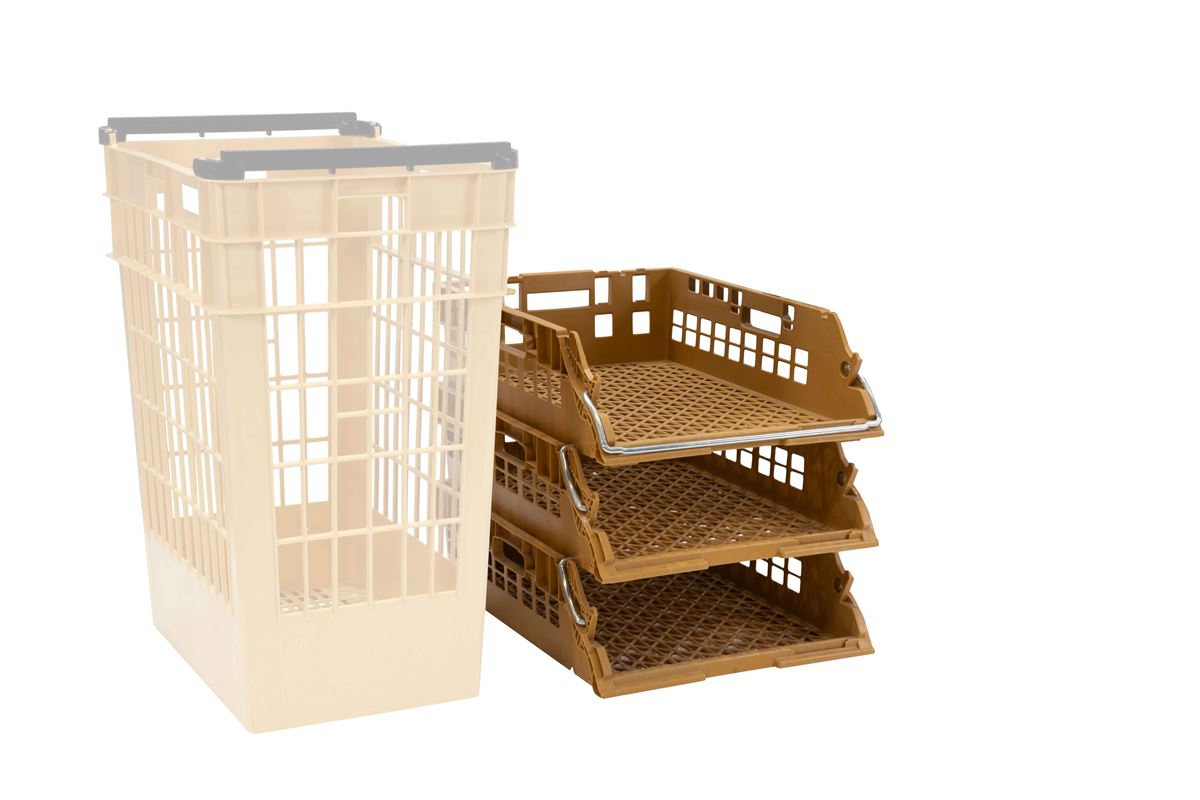 Brobankrat - 700x495x190 mm - geperforeerde wanden en bodem - 3 open handgrepen 