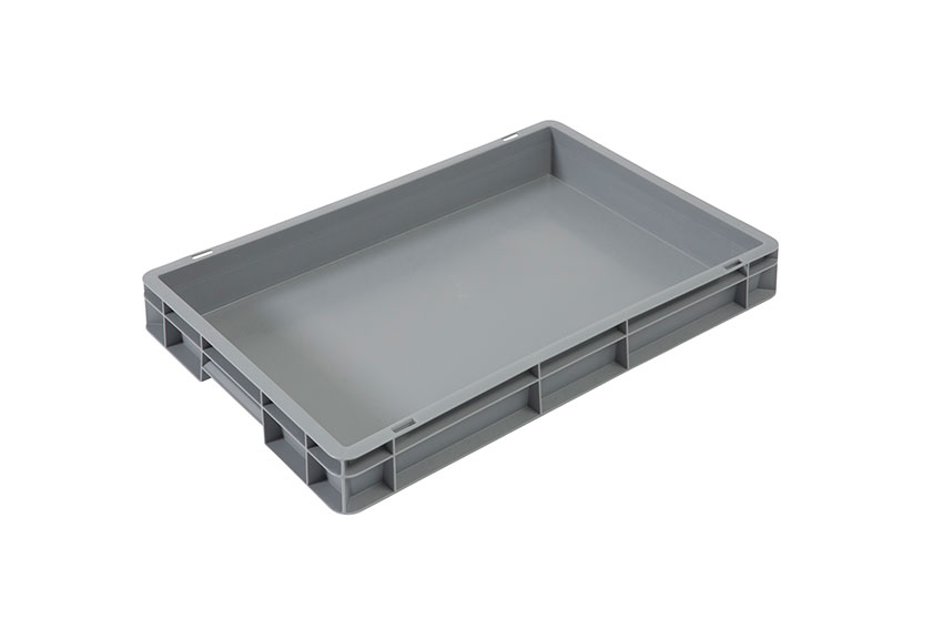 EN Stapelbak Budget Grey 15l - 600x400x80mm - gesloten wanden en bodem - gesloten handvaten 