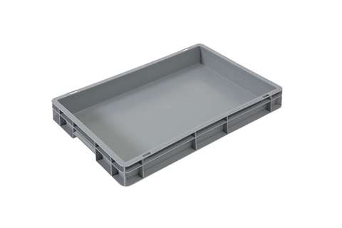 EN Stapelbak Budget Grey 15l - 600x400x80mm - gesloten wanden en bodem - gesloten handvaten