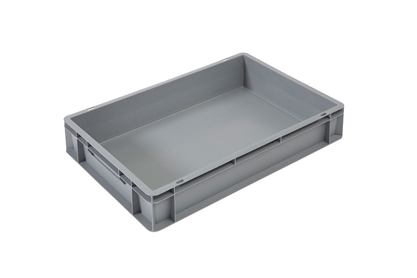 EN Stapelbak Budget Grey 20l - 600x400x120mm - gesloten wanden en bodem - gesloten handvaten 