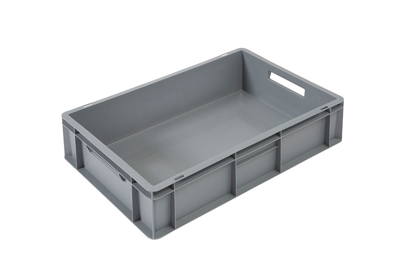 EN Stacking bin Budget Grey 27l - 600x400x150mm - closed sides and reinforced bottom - open handles 