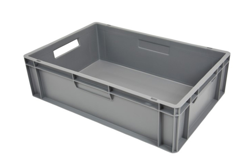 EN Stapelbak Budget Grey 30l - 600x400x170mm - gesloten wanden en bodem - open handvaten 