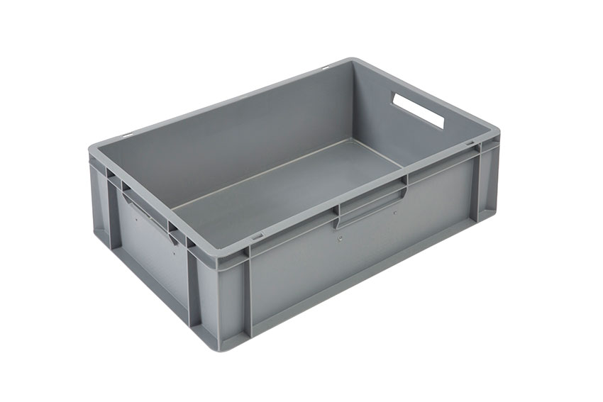 EN-Stapelbehälter Budget Grey 40l - 600x400x200mm - geschlossene Wände und Boden - offen Griffe 