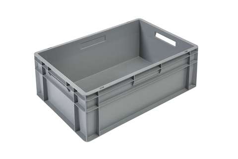 EN-Stapelbehälter Budget Grey 47l - 600x400x240mm - geschlossene Wände und Boden - offen Griffe