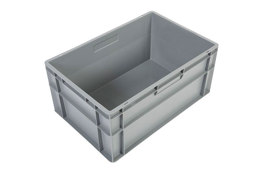 EN Stapelbak Budget Grey 52l - 600x400x270mm - gesloten wanden en bodem - gesloten handvaten 