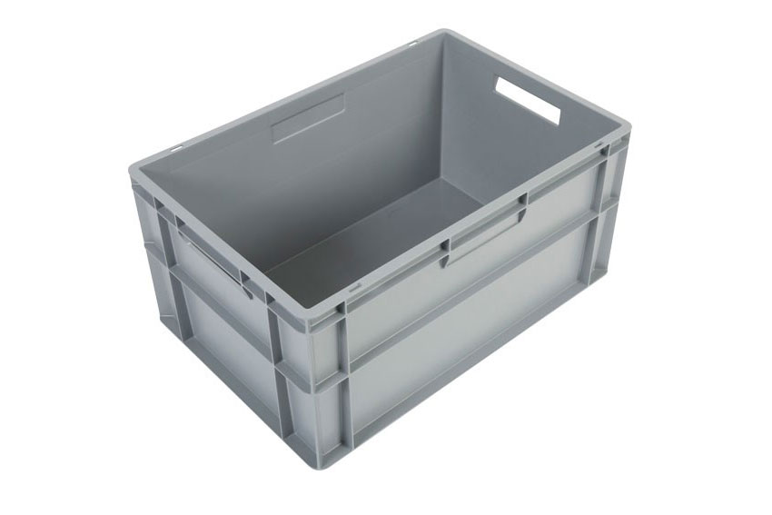 EN-Stapelbehälter Budget Grey 55l - 600x400x290mm - geschlossene Wände und Boden - offen Griffe 
