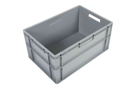 EN Stacking bin Budget Grey 55l - 600x400x290mm - closed sides and bottom - open handles