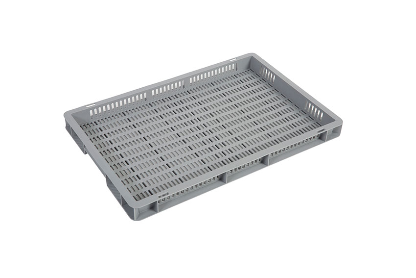 EN-Stapelbehälter Budget Grey 8l - 600x400x50mm - Wände und Boden perforiert - geschlossen Griffe 