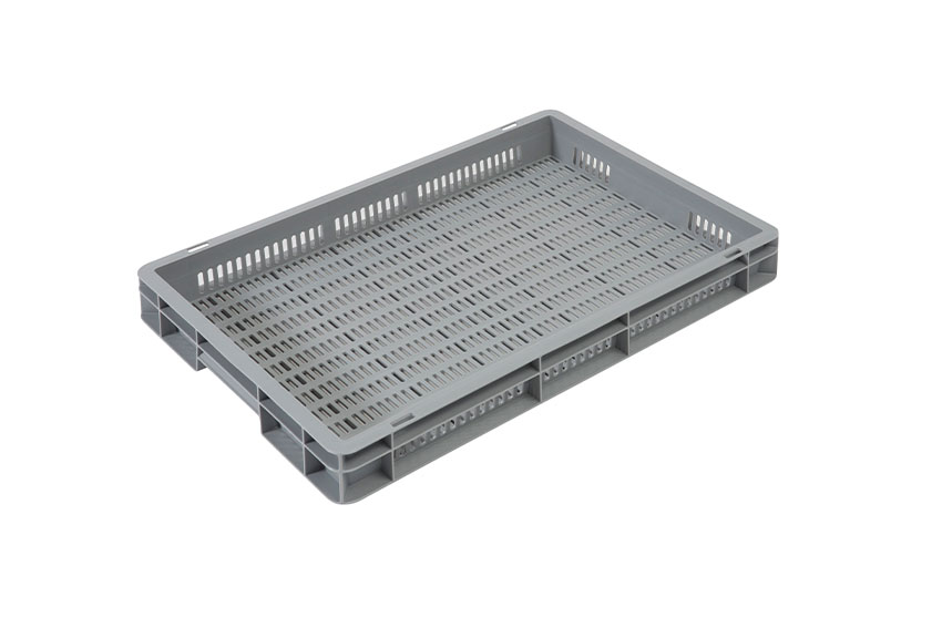 EN Stapelbak Budget Grey 12,5l - 600x400x70mm - geperforeerde wanden en bodem - gesloten handvaten 