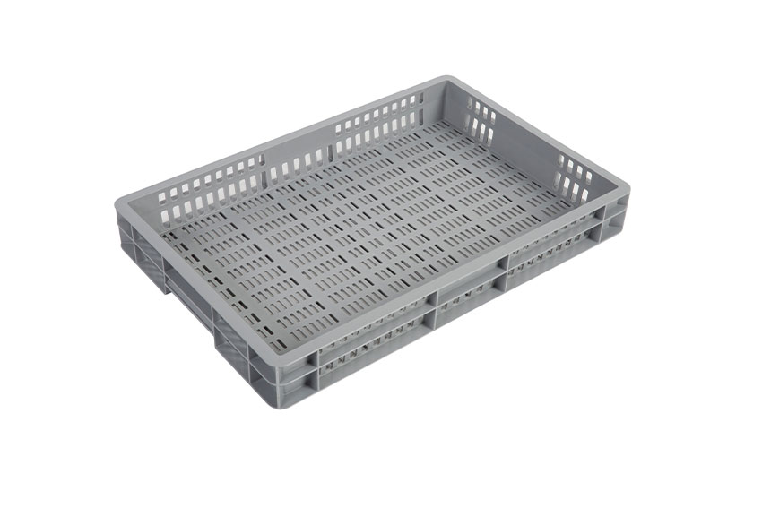 EN Stacking bin Budget Grey 15l - 600x400x80mm - perforated sides and bottom - closed handles 