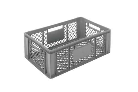 EN Stapelbak Classic 43l - 600x400x220mm - wanden en bodem geperforeerd - open handgrepen