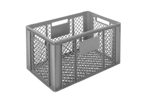 EN Stapelbak Classic 69l - 600x400x350mm - wanden en bodem geperforeerd - open handgrepen