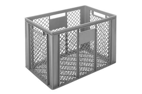 EN Stapelbak Classic 83l - 600x400x426mm - wanden en bodem geperforeerd - open handgrepen