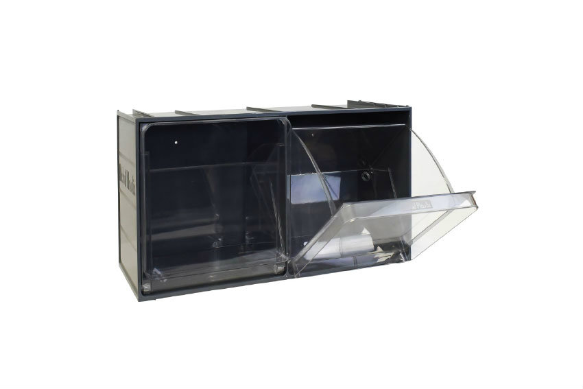 Tilting bin module 2 tilting bins - Crystal Box serie - 600x240x300mm 