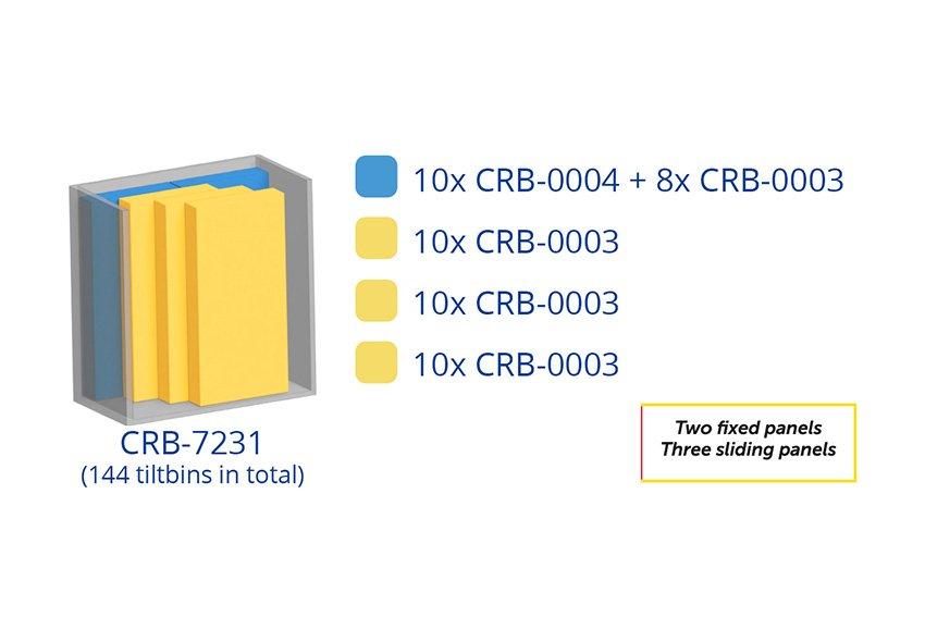 Metalen wandkast incl. 144 Crystal box kantelbakjes - 1270x800x1950mm 