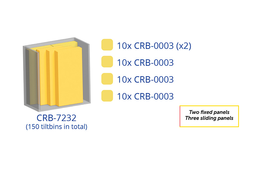 Metalen wandkast incl. 150 Crystal box kantelbakjes - 1270x800x1950mm 