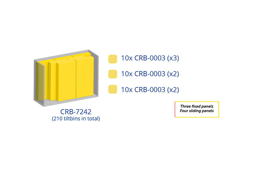 Metal wall cabinet incl. 210 pcs Crystal box tilt bins - 1870x800x1950mm 