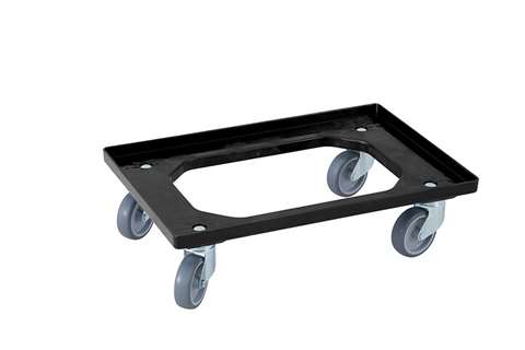 Fahrgestell für 600x400 mm kisten mit 4 lenkrollen + verzinkte gabeln