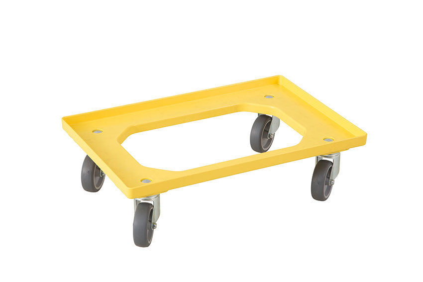 Transport undercarriage Industry - 4 rubber swivel castors - ABS frame - galvanized forks 