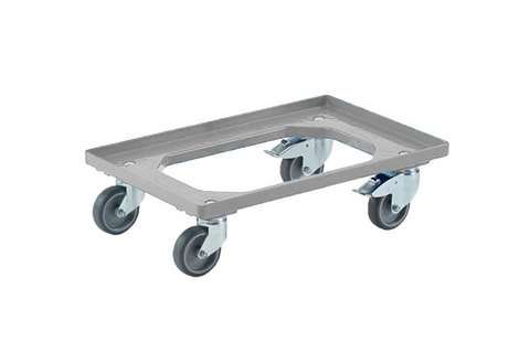 Transportgestell 600x400 mm 2 fäst, 2 lenkrollen mit bremse