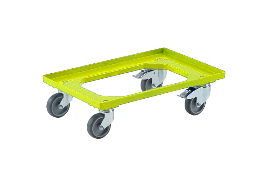 Transport undercarriage Industry - 2 fixed + 2 swivel rubber castors - ABS frame - galvanized forks 
