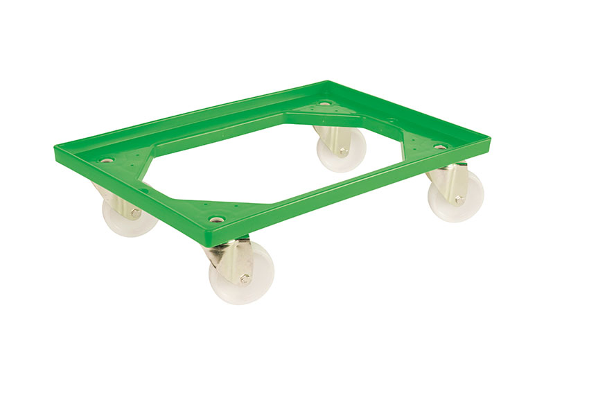 Transport undercarriage Industry - 4 PP swivel castors - PP frame - galvanized forks 