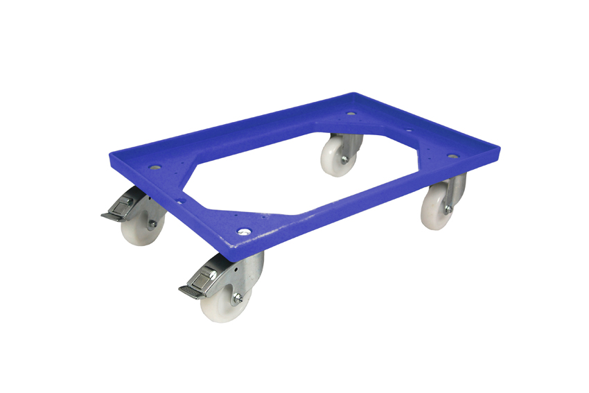Transport undercarriage Industry - 4 PP swivel castors + 2 brakes - PP frame - galvanized forks 