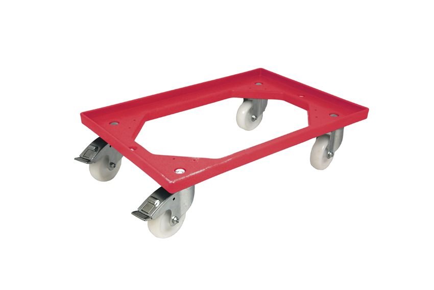 Transport undercarriage Industry - 4 PP swivel castors + 2 brakes - PP frame - galvanized forks 