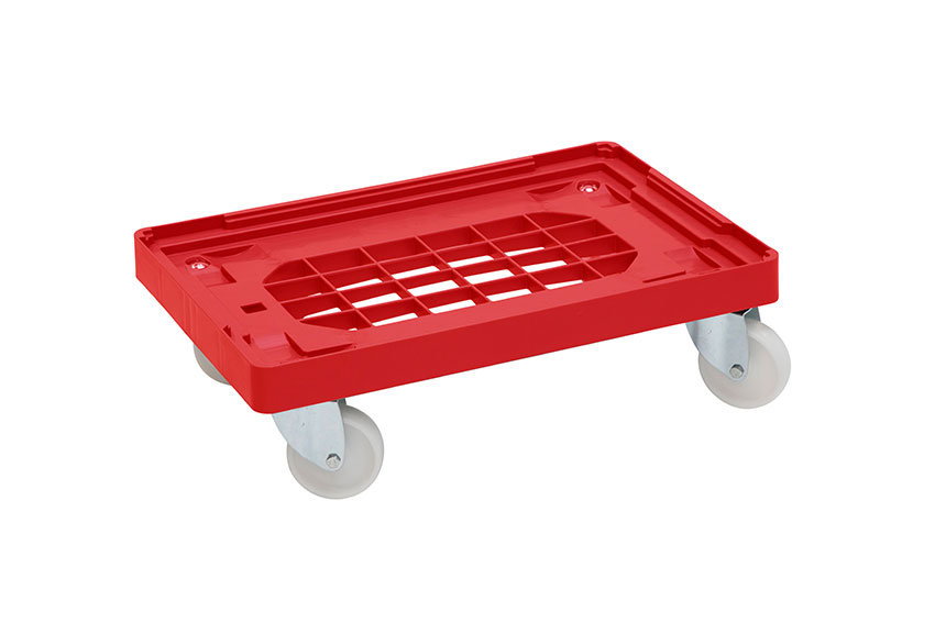 Transport undercarriage Industry - 4 PP swivel castors - PP waffled frame - galvanized forks 