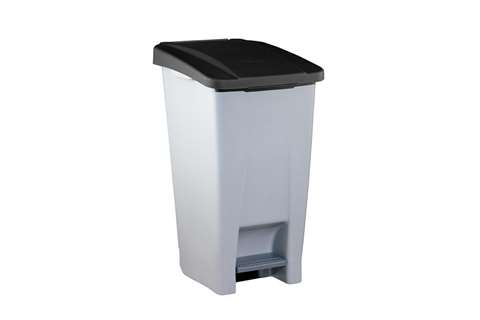 Pedal waste bin 60l - grey body - coloured lid 490x380x700mm