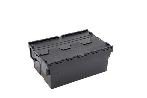 Attached lid container Ergo 40L – 600x400x250mm - black body + coloured lid - Regranulate