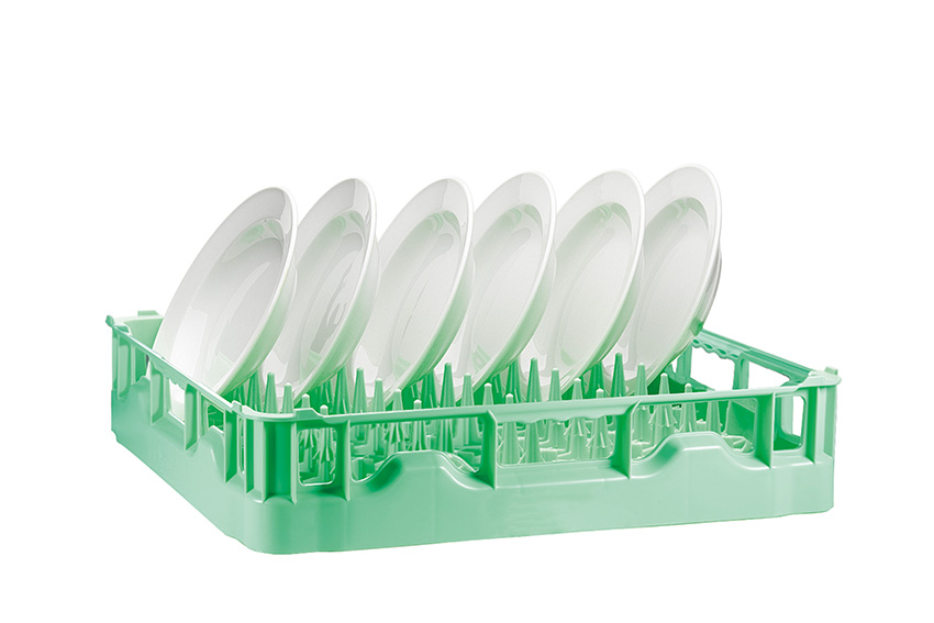 Dishwasher rack with moulded pins - 500x500mm - 12/18 plates 