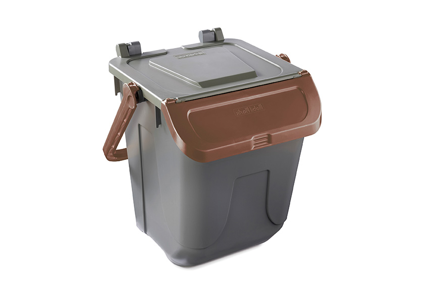 Waste bin with hingedlid - grey body - 25l 
