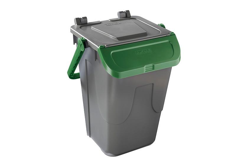 Waste bin with hingedlid - grey body - 35l 